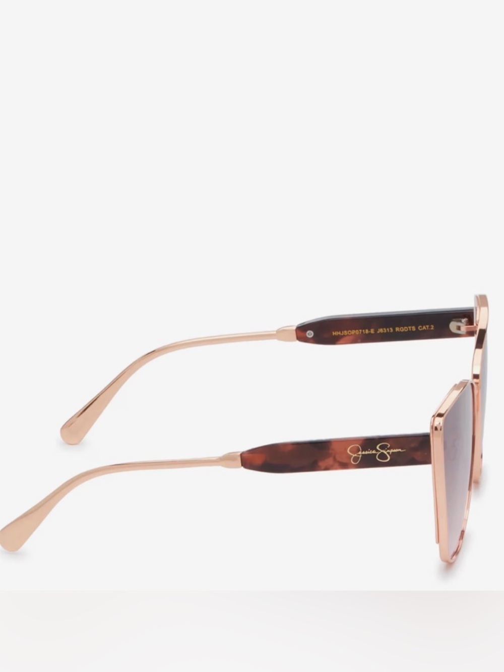 Jessica Simpson Cateye Square Sunglasses Rose Gold Metallic Tortoise Shell - Picture 3 of 8